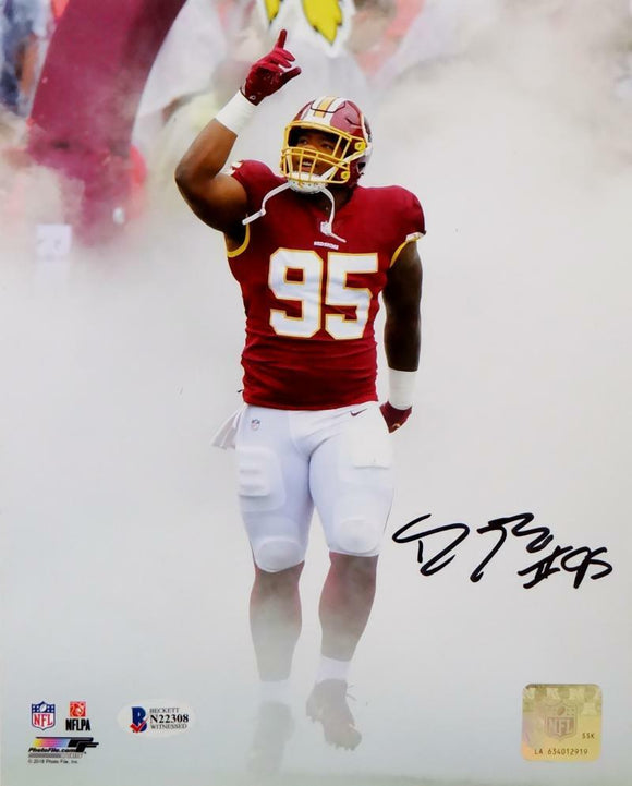 Daron Payne Autographed Redskins 8x10 PF Photo In Smoke - Beckett W Auth *Black