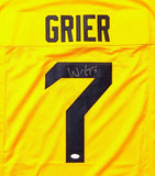 Will Grier Autographed Yellow College Style Jersey - JSA W Auth *Silver