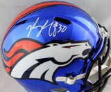 Phillip Lindsay Autographed Denver Broncos F/S Chrome Helmet- JSA W Auth *White