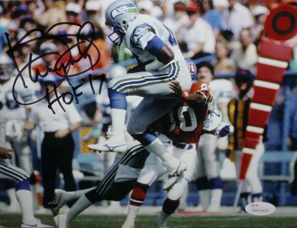 Kenny Easley Autographed Seahawks 8x10 Photo vs Broncos w/ HOF- JSA W Auth *Blac