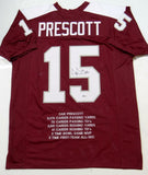 Dak Prescott Autographed Maroon College Style STAT Jersey- Beckett Auth *5