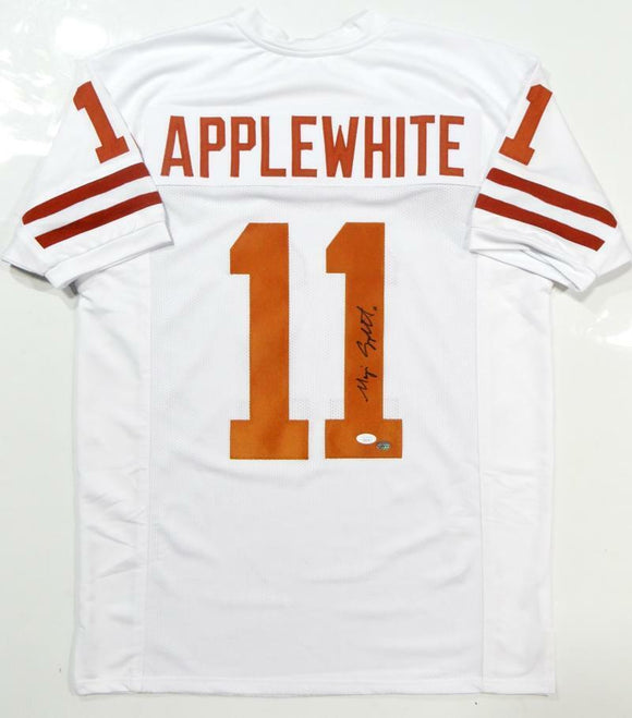 Major Applewhite Autographed White College Style Jersey- JSA Authenticated *R1