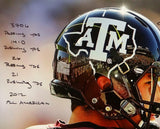 Johnny Manziel Signed Texas A&M 16x20 Close Up PF Photo w/ Stats- Beckett Auth