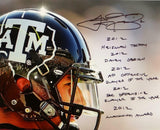 Johnny Manziel Signed Texas A&M 16x20 Close Up PF Photo w/ Stats- Beckett Auth