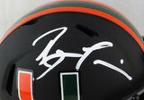 Ray Lewis Signed Miami Hurricanes Black Riddell Speed Mini Helmet- Beckett Auth