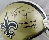 Ricky Williams Autographed Saints F/S Helmet w/ Smoke Weed- JSA W Auth *Black