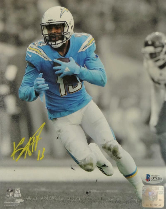 Keenan Allen Signed Chargers 8x10 B&W Spotlight PF Photo- Beckett Auth *Yellow