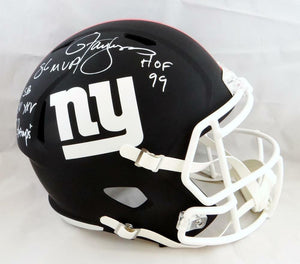 Lawrence Taylor Signed NY Giants F/S Flat Black Helmet w/ 3 Insc - Beckett Auth