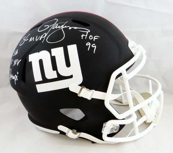 flat black helmet football Lawrence Taylor Signed Giants Full Size Matte Black Speed Auth Helmet