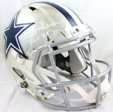 Roger Staubach Signed Dallas Cowboys F/S Chrome Speed Helmet w/HOF- Beckett Auth