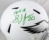 Brian Dawkins Signed Eagles F/S Flat White Speed Helmet w/HOF- Beckett Auth