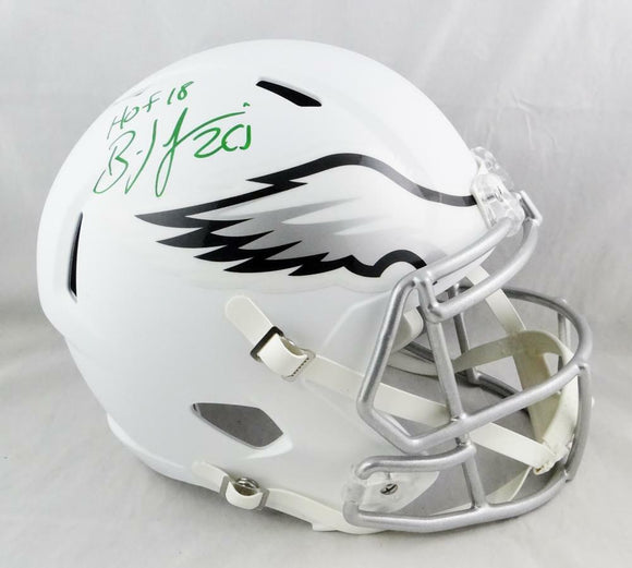 Brian Dawkins Signed Eagles F/S Flat White Speed Helmet w/HOF- Beckett Auth