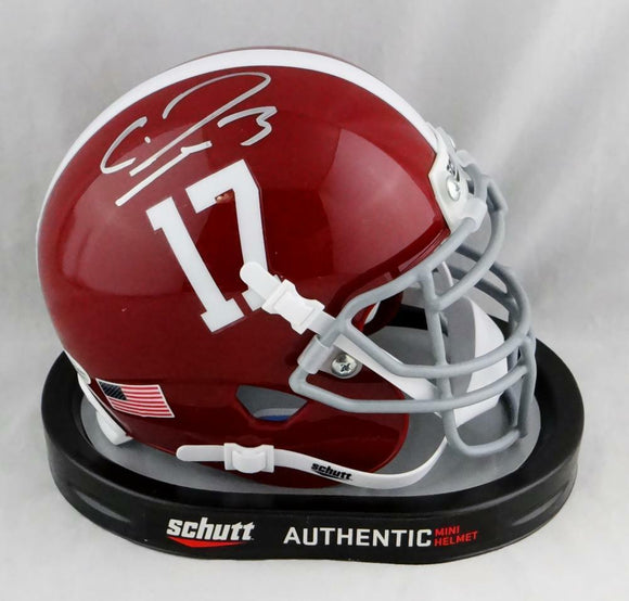 Calvin Ridley Autographed Alabama Crimson Tide Mini Helmet- Beckett Auth *Silver