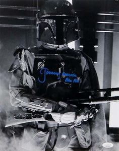 Jeremy Bulloch Autographed Boba Fett B&W Close Up 11x14 Photo- JSA W Auth *Blue