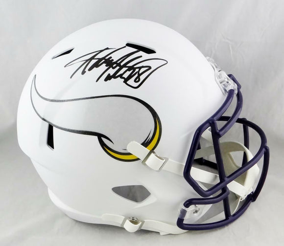 Adrian Peterson Signed Vikings F/S Flat White Speed Helmet- Beckett Auth *Black