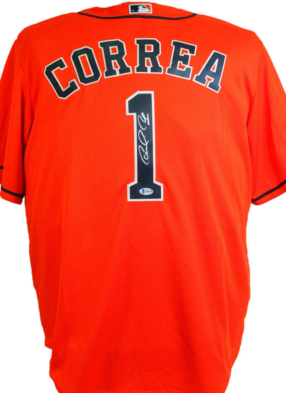 Carlos Correa Autographed Houston Astros Majestic MLB Jersey- Beckett Auth *1