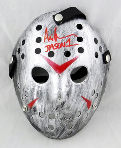 Ari Lehman Signed Friday The 13th Silver Jason Mask w/ Jason 1- JSA W *Red