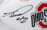 Denzel Ward Autographed Ohio State Buckeyes Logo Football- Beckett Auth *Black