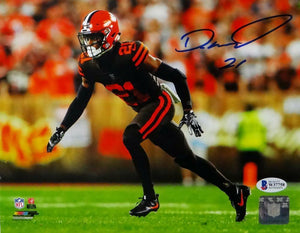 Denzel Ward Signed Cleveland Browns 8x10 Running PF Photo- Beckett Auth *White