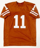 Major Applewhite Autographed Orange College Style Jersey w/Hook Em- JSA Auth *R1