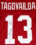 Tua Tagovailoa Signed Red College Style Jersey w/ Natl Champs- Beckett W Auth *1