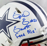 Zeke Elliott Signed Cowboys FS Flat White Authentic Helmet w/Insc-Beckett W Auth