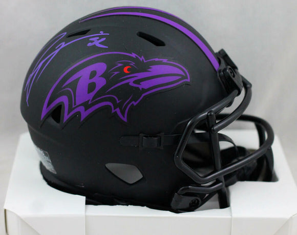 Ray Lewis Autographed Baltimore Ravens Eclipse Mini Helmet- Beckett W Auth *Purp