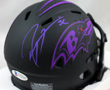 Ray Lewis Autographed Baltimore Ravens Eclipse Mini Helmet- Beckett W Auth *Purp