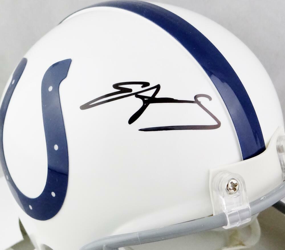 colts football helmet hat Edgerrin James Autographed Indianapolis Colts Mini Helmet