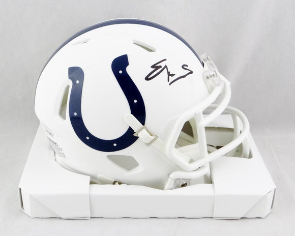 Edgerrin James Autographed Colts Flat White Mini Helmet - JSA W Auth *Black