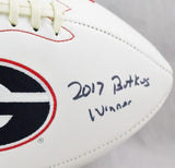 Roquan Smith Signed Georgia Bulldogs Logo Football w/Insc- Beckett W Auth *Stack