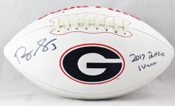 Roquan Smith Signed Georgia Bulldogs Logo Football w/Insc- Beckett W Auth *Stack