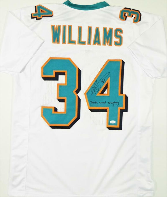 Ricky Williams Autographed White Pro Style Jersey w/ Insc - JSA W Auth *4 *Black