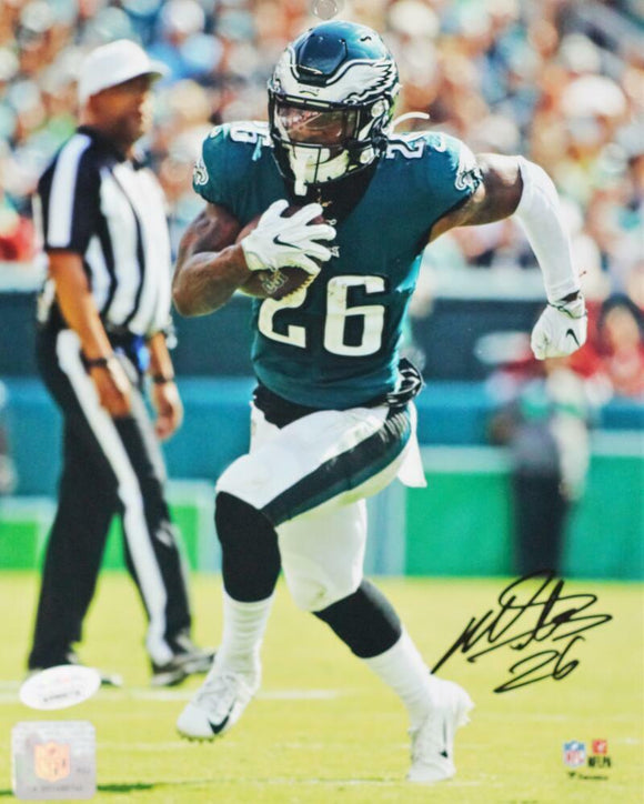 Miles Sanders Signed Philadelphia Eagles 8x10 FP Running Photo - JSA W Auth *Blk