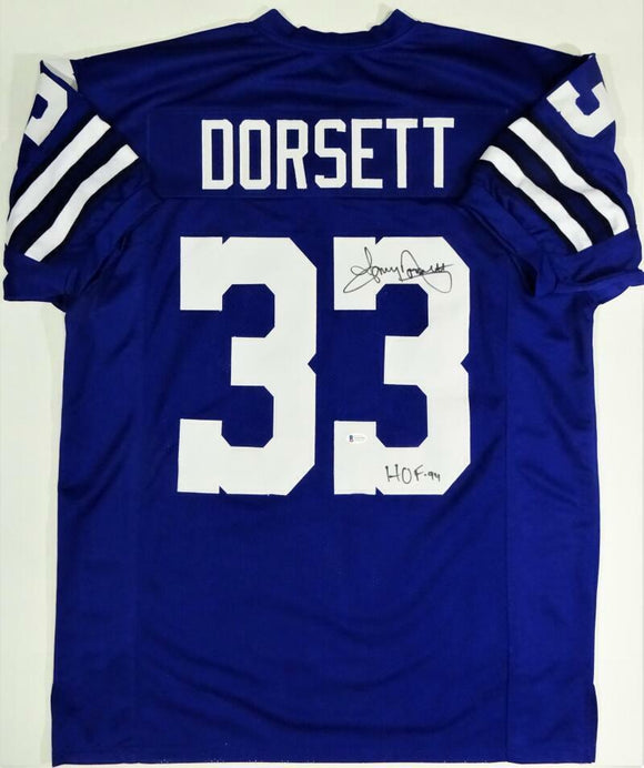 Tony Dorsett Autographed Blue Pro Style Jersey w/ HOF- Beckett W Auth *R3