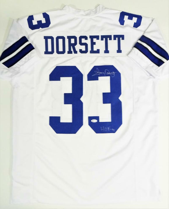 Tony Dorsett Autographed White Pro Style Jersey w/ HOF- Beckett W Auth *R3