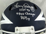 Tony Dorsett Signed Dallas Cowboys F/S AMP Helmet w/ 3 Insc - Beckett W Auth