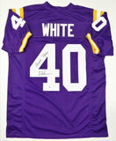 Devin White Signed Purple College Style Jersey w/Geaux Tigers- Beckett W Auth *4