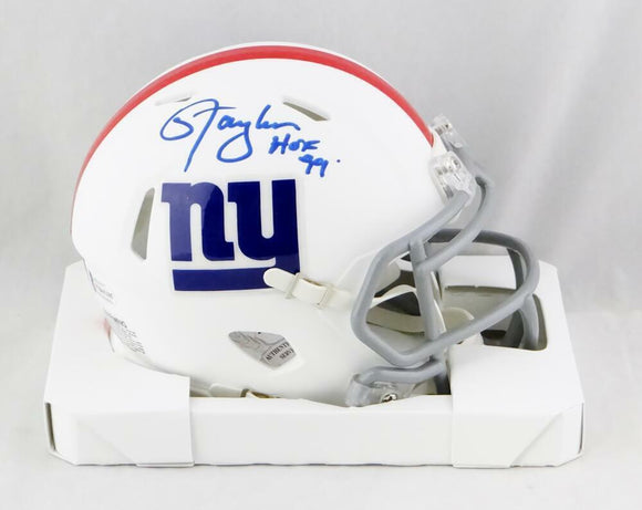 Lawrence Taylor Signed NY Giants Flat White Mini Helmet w/HOF - Beckett W Auth