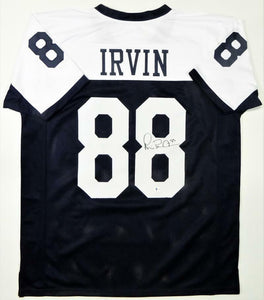 Michael Irvin Autographed White & Blue Pro Style Jersey - Beckett W *Black *R8