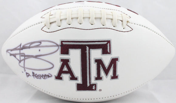 Johnny Manziel Autographed A&M Aggies Logo Football w/ 12 Heisman - JSA W *Left