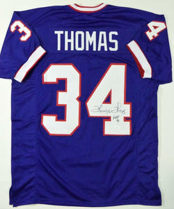 Thurman Thomas Autographed Blue Pro Style Jersey w/ HOF - JSA W Auth *4