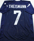 Joe Theismann Autographed Navy Blue College Style Jersey w/ Insc - JSA Auth *7