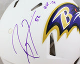 Ray Lewis Signed Ravens F/S Flat White Authentic Helmet w/ HOF- Beckett W Auth