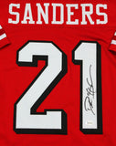 Deion Sanders Autographed Red Pro Style Jersey - Beckett W Auth *1 *Black