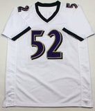 Ray Lewis Autographed White Pro Style Jersey w/HOF - Beckett W Auth *2