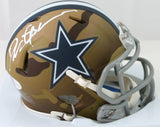 Deion Sanders Autographed Dallas Cowboys Camo Mini Helmet- Beckett W Auth *White