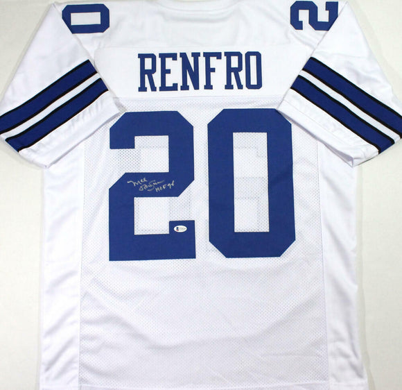 Mel Renfro Autographed White Pro Style Jersey w/HOF - Beckett W Auth *2