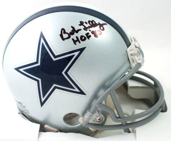 dallas cowboys football helmet signed by bob lilly Bob Lilly Dallas Cowboys Autographed Mini Helmet with HOF 80 Inscription