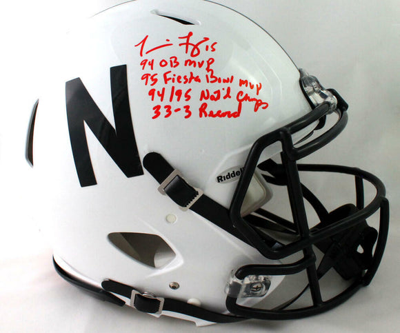 authentic nebraska football helmet Tommie Frazier Signed Nebraska F/S 2019 Authentic Helmet w/Stats- Beck – The Jersey Source